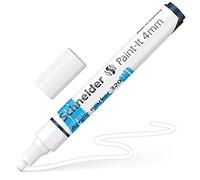 Schneider Paint-It 120249 Stylo acrylique (avec pointe ogive de 4 mm, peintures acryliques à fort pouvoir couvrant, pour bois, toile, pierre, etc.) 1 pièce, blanc