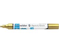 Schneider Paint-It 120253 Stylo acrylique (avec pointe ogive de 4 mm, peintures acryliques à fort pouvoir couvrant, pour bois, toile, pierre, etc.) Doré
