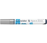 Schneider Paint-It 120254 Stylo acrylique (avec pointe ogive de 4 mm, peintures acryliques à fort pouvoir couvrant, pour bois, toile, pierre, etc.) Argenté