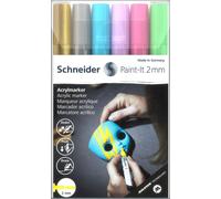 Schneider Paint-It 310 V2 Stylos acryliques couleurs assorties 2,0 mm, 6 pcs.