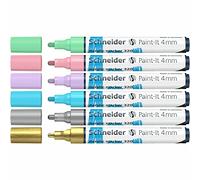 Schneider Paint-It 320 Lot de 6 marqueurs acryliques 2 (pointe ogive 4 mm, très couvrante, couleur brillante pour presque tous les supports)