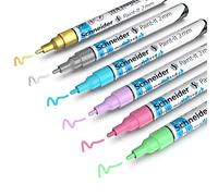 Schneider Paint-It crayons acryliques (Set 2 avec pointe ogive de 2 mm, peintures acryliques à haut recouvrement pour bois, toile, pierre, etc.), Lot de 6