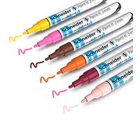 Schneider Paint-It crayons acryliques (Set 3 avec pointe ogive de 2 mm, peintures acryliques à haut recouvrement pour bois, toile, pierre, etc.), Lot de 6