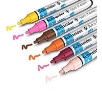 Schneider Paint-It Crayons, lot de 6 | Set 3 avec pointe ogive de 4 mm, peintures acryliques à haut recouvrement pour bois, pierre, pour de nombreux supports