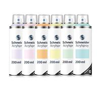 Schneider Paint-It ML03060902 030 Lot de 6 bombes de peinture acrylique pastel à haut pouvoir couvrant, résistantes aux UV, 6 x 200 ml, spray acrylique pour presque toutes les surfaces, 6 couleurs