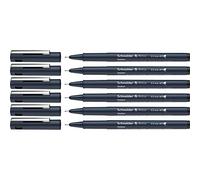 Schneider Pictus Fineliner, lot de 6, Noir | Pigmentliner indélébile, pointe sertie métal, plastique recyclé à 85 %, épaisseur de trait 0,5 mm