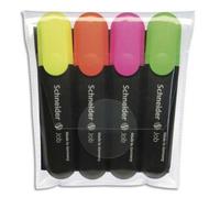 Schneider Pochette De 4 Surligneur (Rechargeable) Pointe Biseautée Job 150