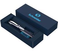 Schneider Ray Coffret cadeau stylo roller dans un étui en carton (avec cartouches d'encre standard, convient aux droitiers et aux gauchers) Bleu foncé/gris clair
