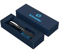 Schneider Ray Roller, coffret cadeau, Onyx | Encre bleue, rechargeable avec cartouches d'encre standard, pour droitiers et gauchers, épaisseur de trait moyenne (M)