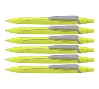 Schneider Reco Neon Edition 131925 Lot de 6 stylos à bille en plastique recyclé, récompensé par l'ange bleu, couleur de l'encre : bleue, jaune fluo