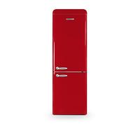 SCHNEIDER SCB300VR, Réfrigérateur combiné vintage, 304L (211+93), Froid brassé, Dégivrage automatique, Pose libre, Pieds réglables, 3 clayettes verre, Rouge