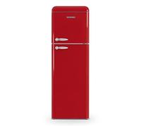 SCHNEIDER - SCDD309VR - Réfrigérateur deux portes Vintage - 302L (227+75) - Froid brassé - Clayettes verre - Rouge