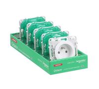 Schneider Schirme Prises (Sans Plaque) Odace - Blanc, 2P+T, Lot de 5