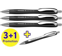 Schneider Stylos à bille Slider Rave XB 132584 – Lot 4 édition limitée – Encre bleue (3 noirs,1 blanc)