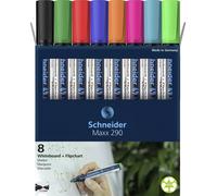 Schneider Maxx 290 Marqueurs (pour tableaux blancs et tableaux à feuillets, pointe ogive 2-3 mm, effaçable à sec, haute qualité, forte et couleurs intenses) Étui de 8 couleurs