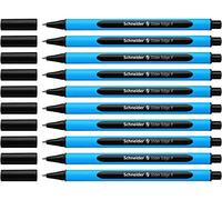 Schneider Slider Edge F Stylo à bille, lot de 10, Cyan/Noir | Corps triangulaire, avec capuchon, épaisseur de trait fine (F)