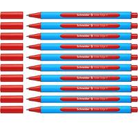 Schneider Pen Stylos bille Slider Edge 152002 Lot de 10 corps cyan et rouge encre rouge