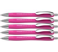Schneider Slider Rave XB 132509 Lot de 5 stylos à bille (édition spéciale limitée en rose vif, rétractables et rechargeables, indélébile) - Couleur de l'encre: bleu