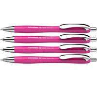Schneider Slider Rave XB 132554 Lot de 4 stylos à bille (édition spéciale limitée en rose vif, fabriqué en Allemagne) - Couleur de l'encre : bleu