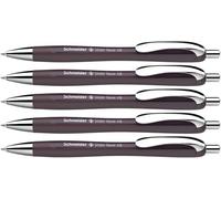 Schneider Slider Rave XB Lot de 5 stylos à bille (écriture douce sans rayures pour textes longs à l'école, à l'université et au travail) Prune Couleur de l'encre : bleu