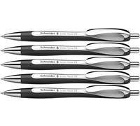 Schneider Slider Rave XB - Lot de 5 Stylos à Bille, Noir/Blanc | Édition limitée, encre bleue indélébile ISO 12757-2, technologie ViscoGlide, pointe extra large