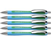 Schneider Slider Rave XB Stylos-Bille (rétractables, rechargeables) Lot de 5, Encre vert indélébile