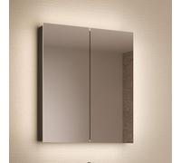 Schneider STYLE TW Armoire de toilette avec éclairage LED, 2 portes, prise à gauche, 61,5x71,5x12cm, 194.063.02.41, Exécution: norme UE/corps noir mat, paroi arrière réfléchissante