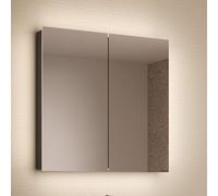 Schneider STYLE TW Armoire de toilette avec éclairage LED, 2 portes, 71,5x71,5x12cm, 194.070.02.41, Exécution: norme UE/corps noir mat, paroi arrière réfléchissante