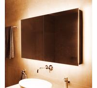 Schneider STYLE TW Armoire de toilette avec éclairage LED, 2 portes, 91,5x71,5x12cm, 194.090.02.41, Exécution: norme UE/corps noir mat, paroi arrière réfléchissante