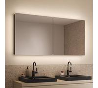 Schneider STYLE TW Armoire de toilette avec éclairage LED, 2 portes, 141,5x71,5x12cm, 194.140.02.41, Exécution: norme UE/corps noir mat, paroi arrière réfléchissante