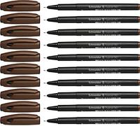 Schneider Topliner 967 Stylo feutre (Fineliner, Pointe Fine 0,4 mm) Lot de 10, Marron