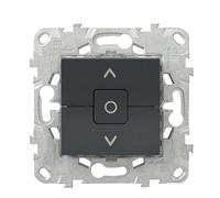 SCHNEIDER Unica Déco Interrupteur de volet roulant Anthracite 6A Mécanisme en plastique 250 V, IP21 Montage encastré Pour intérieurs modernes Finition mate 60 x 60 x 35 mm