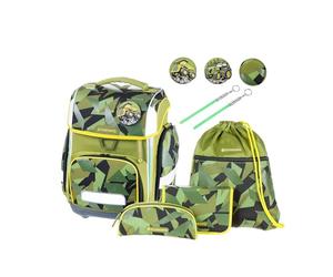 Schneiders 78367-065 - Cartable Ergolite Construction, ensemble 9 pièces avec cartable, trousse, sacoche, sac de sport, 3 patchs et 2 bâtons lumineux