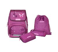 Schneiders 78451-174 - Set de 6 cartables Ergojet Purple Hearts avec Sac de Gym, Trousse à Crayons, Trousse de Toilette et Patchs individuels, Dos Ergonomique et réflecteurs, Volume env. 21 l