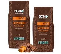 SCHO - cappuccino caramel soluble - 2x1 kg de poudre pour boisson | Cappuccino caramel soluble en poudre - boisson instantanée gourmande petit déjeuner, goûter, bureau et distributeur