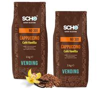 SCHO - cappuccino vanille soluble - 2x1 kg de poudre pour boisson | Cappuccino vanille soluble en poudre - boisson instantanée gourmande petit déjeuner, goûter, bureau et distributeur