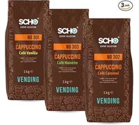 SCHO | TRIO de Cappuccinos Aromatisés Vanille/Caramel/Noisette | 3x1kg de Poudre soluble. Idéal pour varier les plaisirs