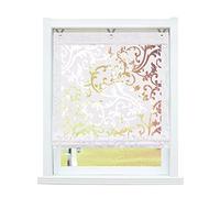 SCHOAL Store romain sans perçage requis Rideaux romains Rideaux dévorés transparents Store à rouleau à œillets Rideaux avec œillets 1 Pièce L x H 120 x 130 cm Blanc