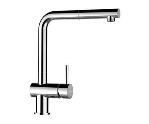 SCHOCK® Epos Onyx Robinet de cuisine haute pression noir avec douchette extensible I Rotatif à 360° I Robinet d'évier de cuisine I Design moderne I Économie d'eau I Mitigeur monocommande en laiton