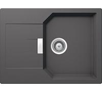 SCHOCK Évier de cuisine compact Manhattan D-100S Asphalte - 69 x 51 cm - Gris - Évier en granit avec égouttoir raccourci à partir de 45 cm de largeur sous meuble