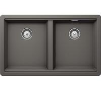 SCHOCK | Évier de cuisine Galaxy N200 2 bacs avec bord fonctionnel pour accessoires, matériau ® Cristadur, Silverstone, 750 x 456 mm
