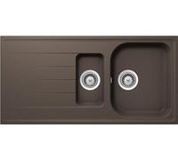 SCHOCK | Évier de cuisine Lithos 1 + ½ baignoire avec goutteur, baignoire réversible, matériau Cristalite®, Mocha, 1000 x 500 mm