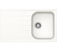 SCHOCK | Évier de cuisine Lithos D100 1 baignoire avec goutteur, baignoire réversible, matériau Cristalite®, blanc absolu, 860 x 500 mm