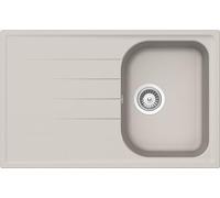 SCHOCK | Évier de cuisine Lithos D100S 1 petite baignoire avec goutteur, baignoire réversible, matériau Cristalite®, couleur nouvelle aluminium, 790 x 500 mm
