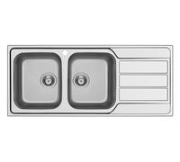 SCHOCK | Évier de cuisine Master D200 2 bacs avec égouttoir, baignoires gauche, évier en acier inoxydable avec joint préinstallé, 1160 x 500 mm