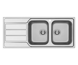 SCHOCK | Évier de cuisine Master D200 à 2 bacs avec égouttoir en acier inoxydable, joint préinstallé, 1160 x 500 mm