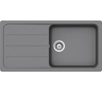SCHOCK Formhaus D-100L Croma Évier en granit encastrable pour meuble bas de 60 cm avec égouttoir I CRISTALITE Évier de cuisine résistant à la chaleur et aux rayures I Évier design noir robuste et