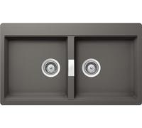 SCHOCK | Horizont N200 Évier de cuisine 2 baignoires, bacs réversibles, matériau ® Cristadur, Silverstone, 860 x 500 mm