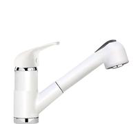 SCHOCK | Mélangeur Omega avec douche à levier unique avec bouche pivotante, douche extractible à double jet, couleur blanc absolu, h177,5