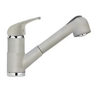 SCHOCK Mélangeur Omega avec douche, monocommande avec bouche pivotante et douche extractible à double jet, couleur nouvelle aluminium, h177,5 mm